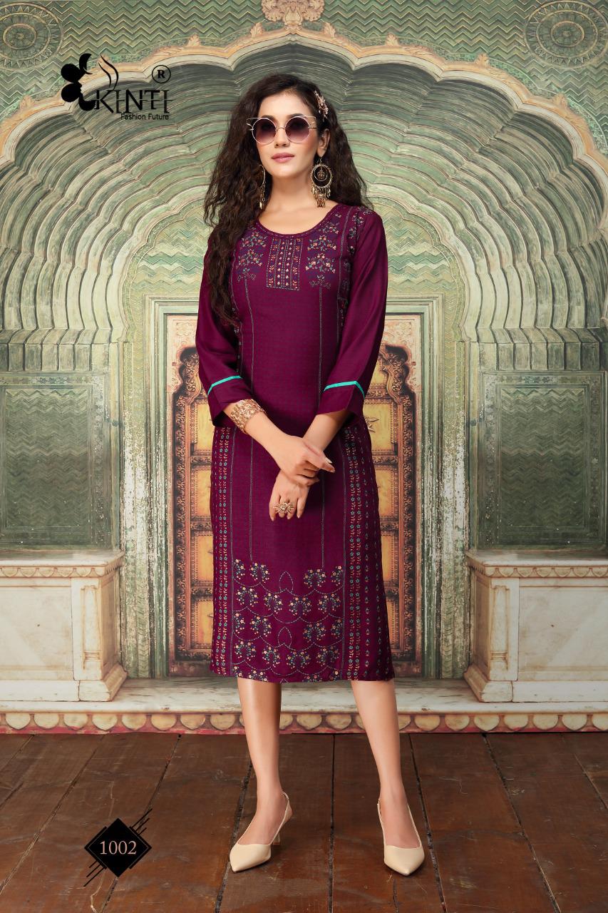 Kinti Afsana Foil Letest Fancy Designer Festive Wear Printed Rayon Kurti Collection
